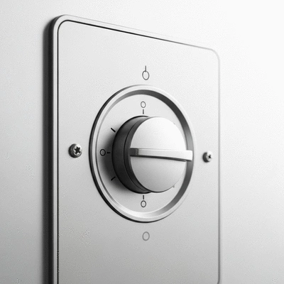 Close up of a modern gas water heater control dial and thermostat panel